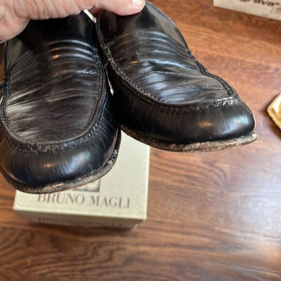 Vintage Bruno Magli Manzo‎ black slip on loafers